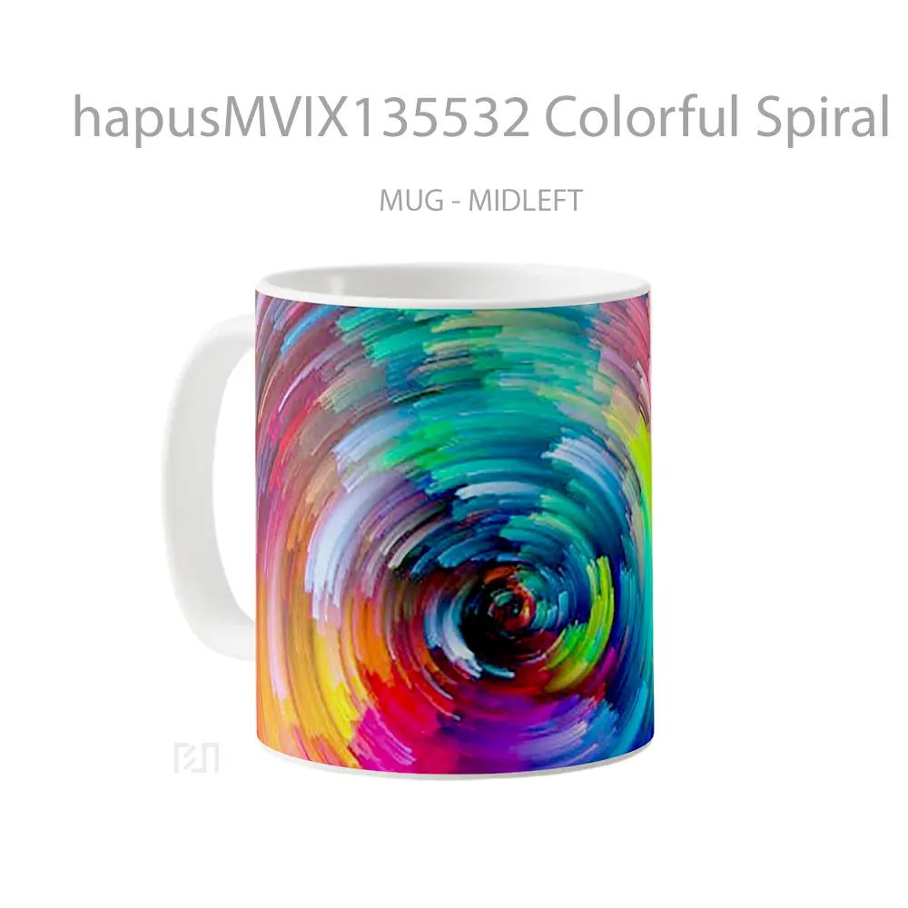 Mug Colorful Spiral Lines Gelas Keramik Unik - All-side / Desain