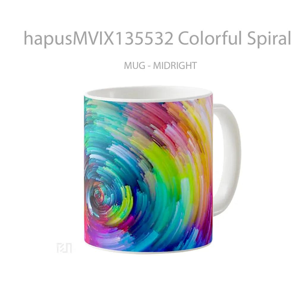 Mug Colorful Spiral Lines Gelas Keramik Unik - All-side / Desain