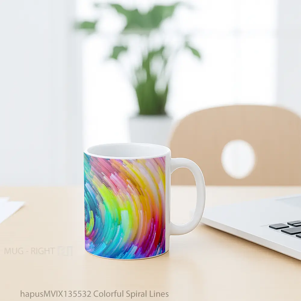 Mug Colorful Spiral Lines Gelas Keramik Unik - All-side / Desain