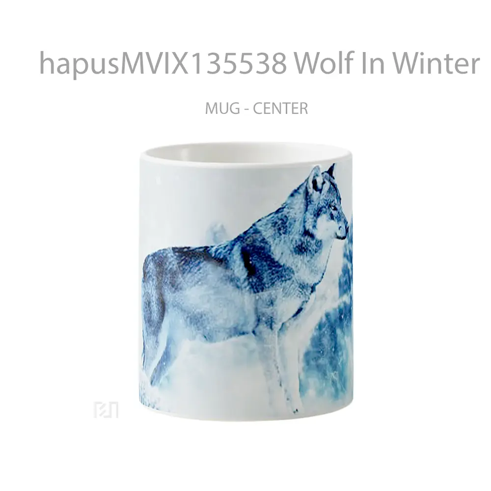Mug Wolf In Winter Gelas Hewan Lucu