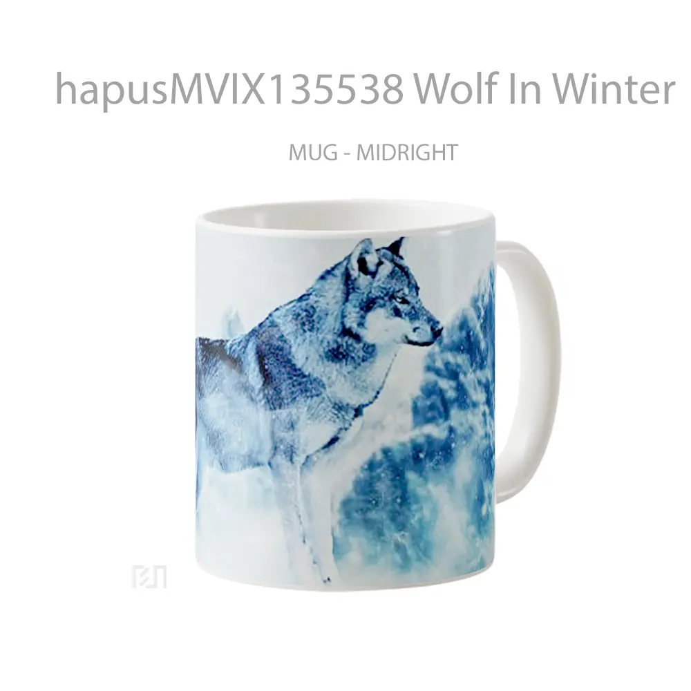 Mug Wolf In Winter Gelas Hewan Lucu - All-side / Desain