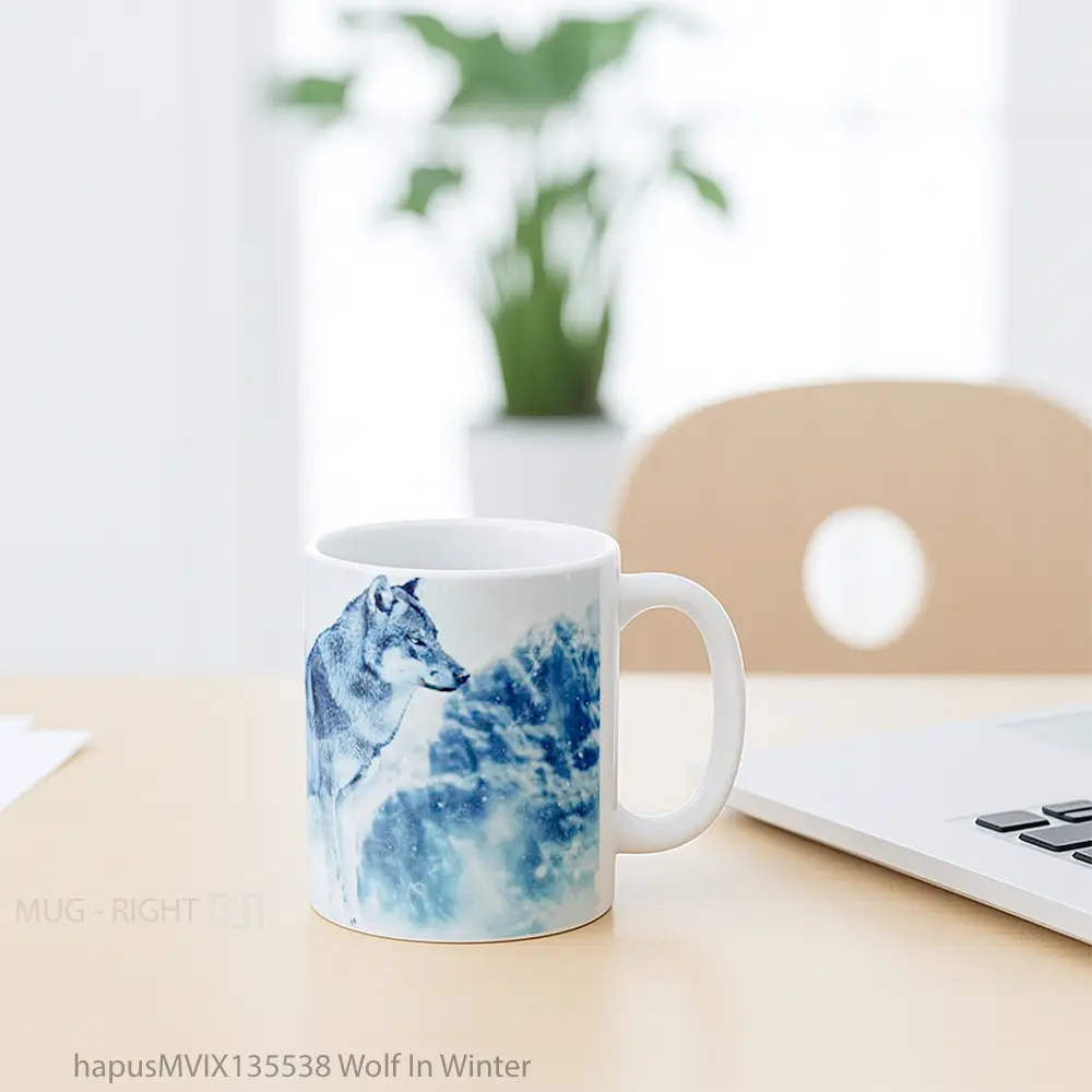 Mug Wolf In Winter Gelas Hewan Lucu - All-side / Desain