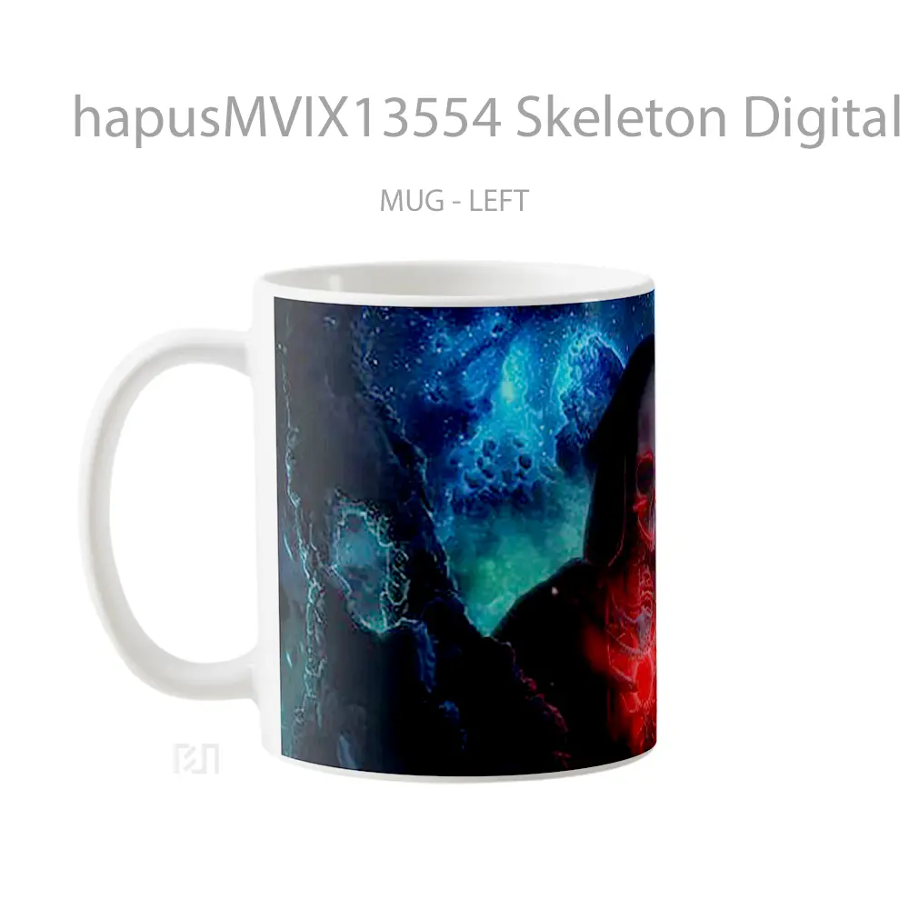Mug Skeleton Digital Art Gelas Seni Modern - All-side / Desain