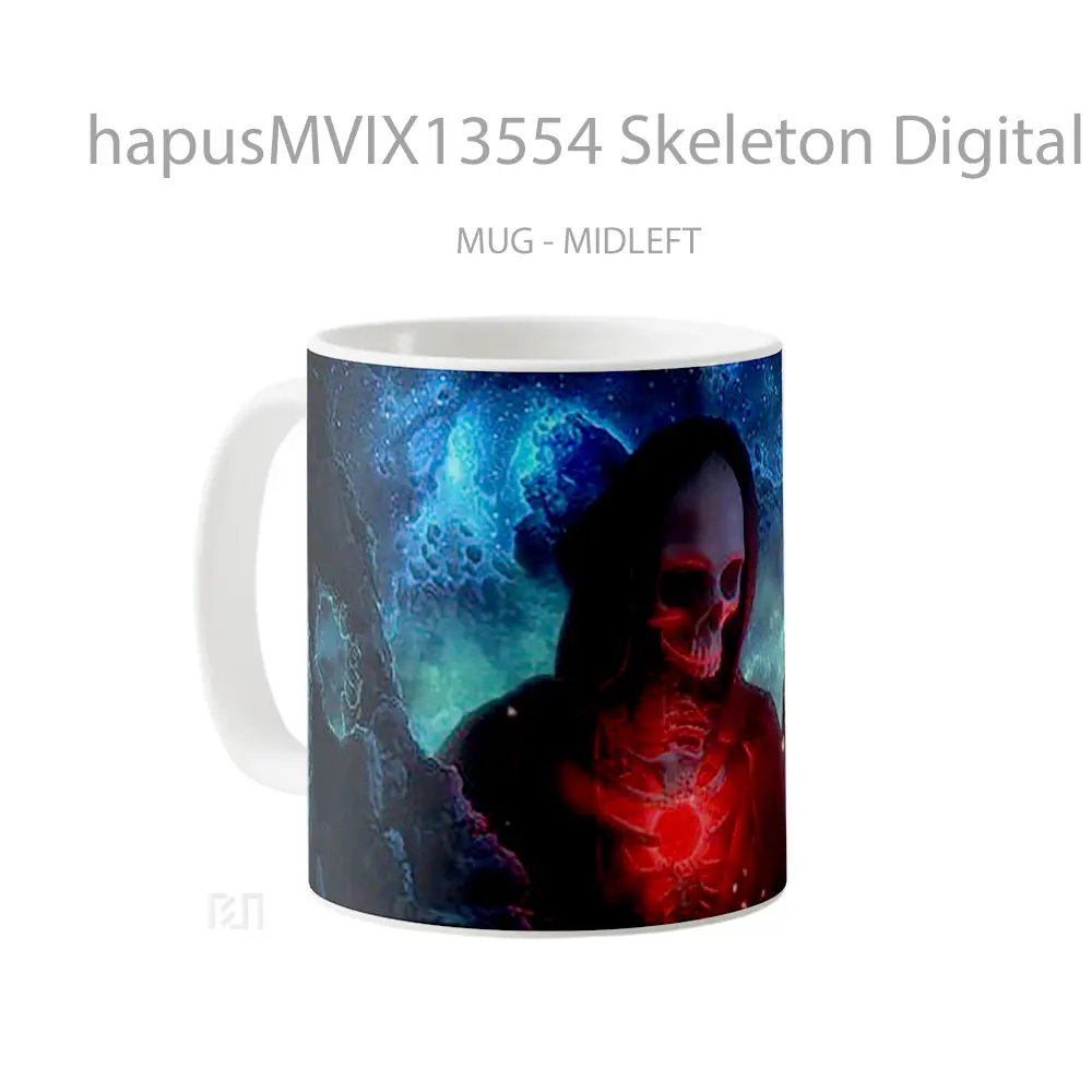Mug Skeleton Digital Art Gelas Seni Modern - All-side / Desain