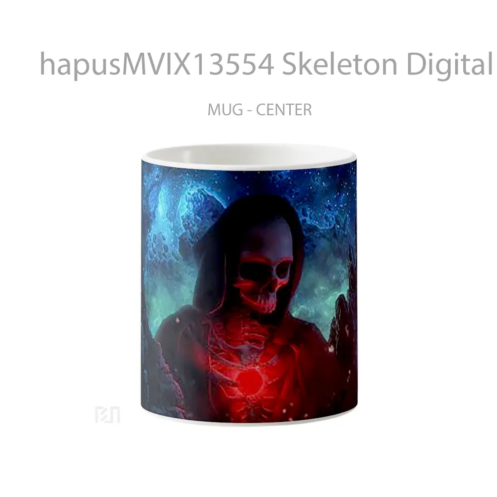 Mug Skeleton Digital Art Gelas Seni Modern