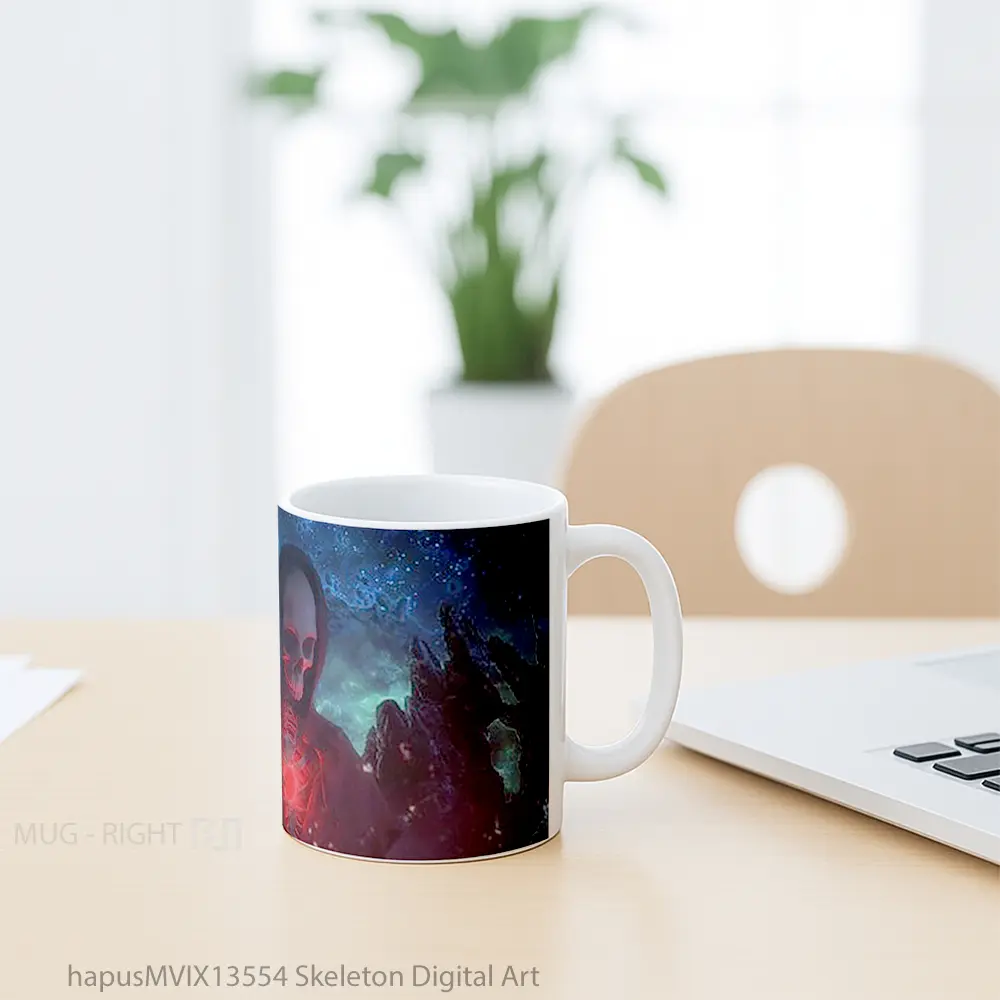 Mug Skeleton Digital Art Gelas Seni Modern - All-side / Desain