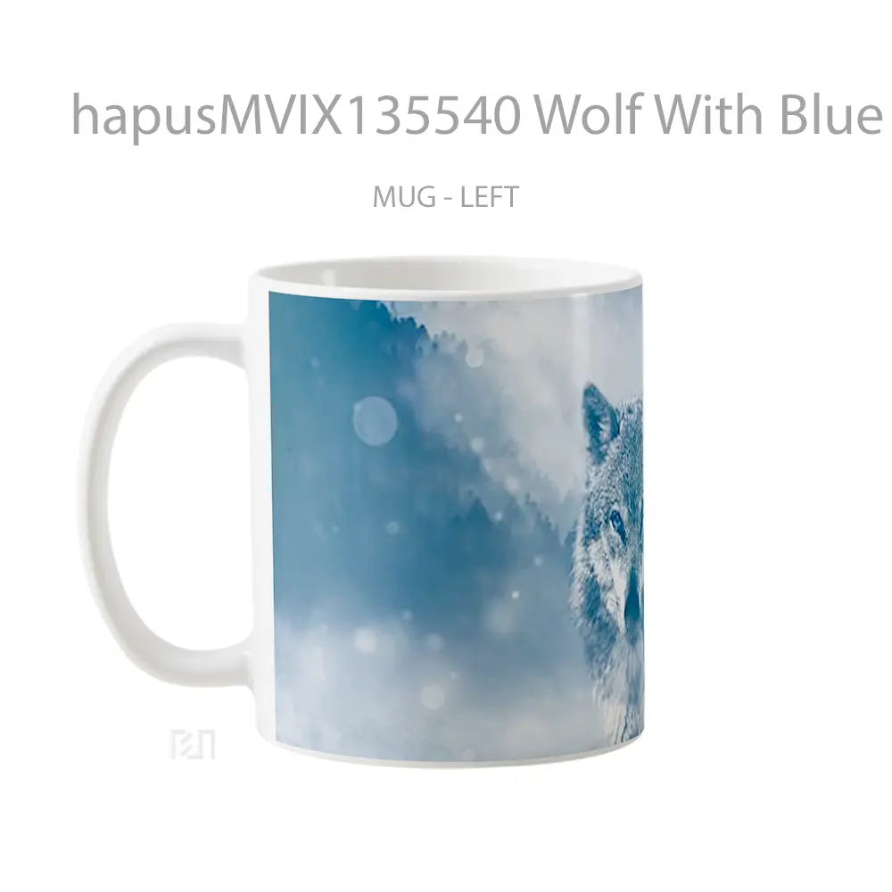 Mug Wolf With Blue Eyes Gelas Hewan Lucu - All-side / Desain