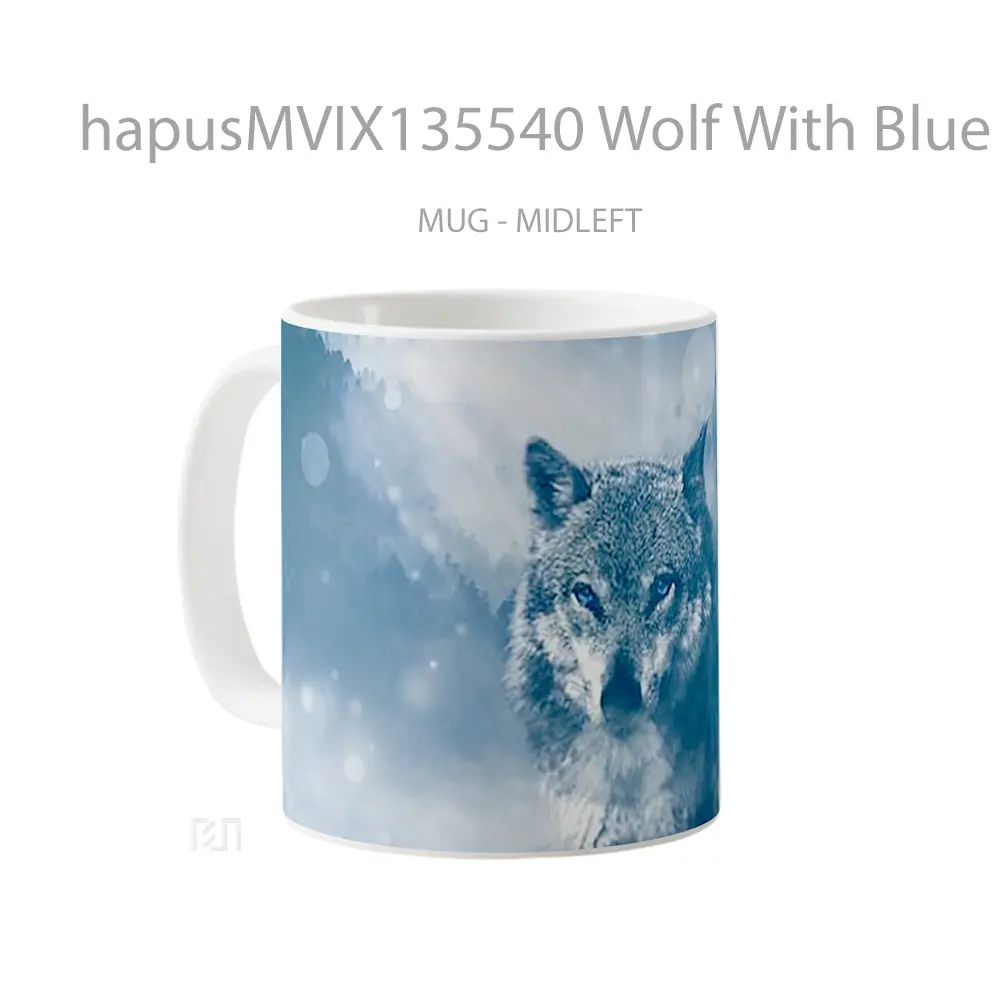 Mug Wolf With Blue Eyes Gelas Hewan Lucu - All-side / Desain