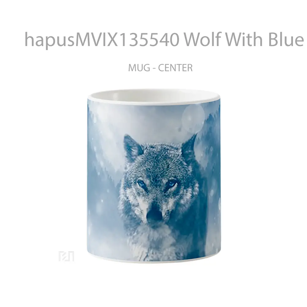 Mug Wolf With Blue Eyes Gelas Hewan Lucu