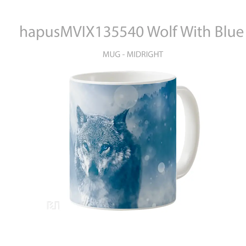 Mug Wolf With Blue Eyes Gelas Hewan Lucu - All-side / Desain