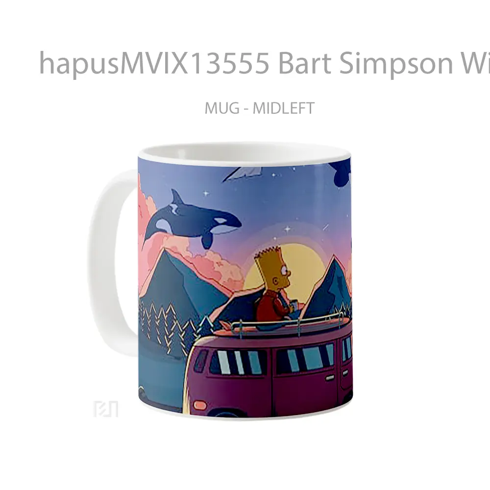 Mug Bart Simpson With Coffee At Sunrise Gelas Pemandangan Alam - All-side / Desain