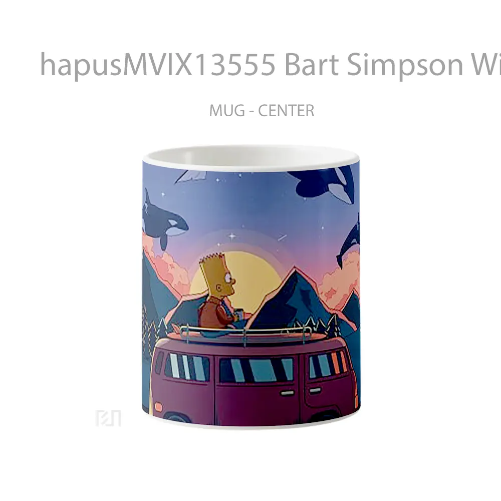 Mug Bart Simpson With Coffee At Sunrise Gelas Pemandangan Alam