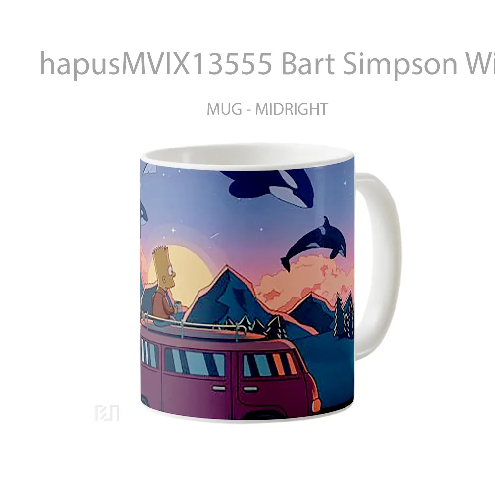 Mug Bart Simpson With Coffee At Sunrise Gelas Pemandangan Alam - All-side / Desain
