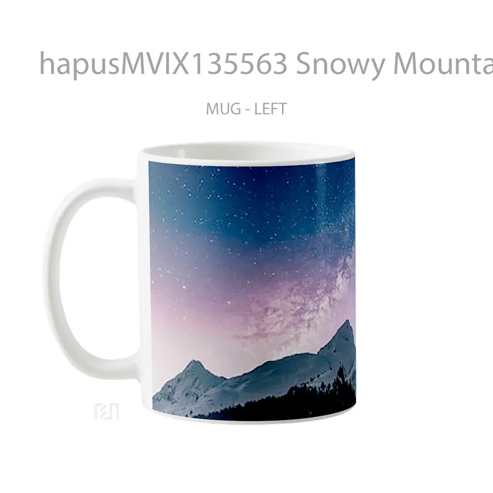 Mug Snowy Mountains Sky With Stars And Comet Gelas Pemandangan Alam - All-side / Desain