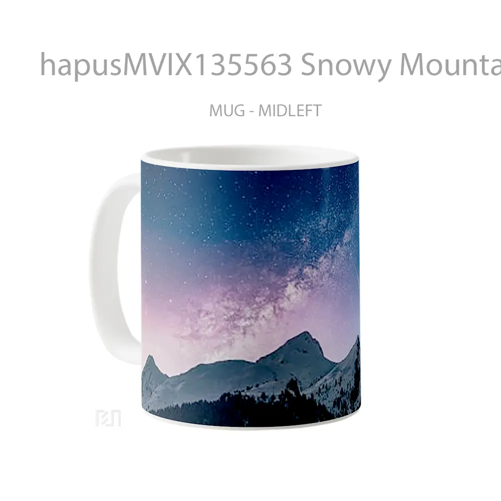 Mug Snowy Mountains Sky With Stars And Comet Gelas Pemandangan Alam - All-side / Desain