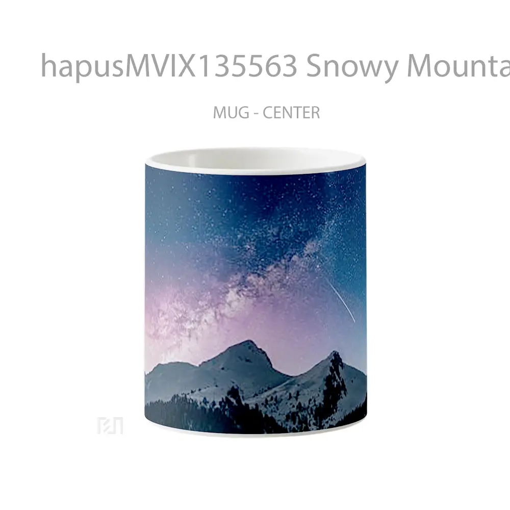 Mug Snowy Mountains Sky With Stars And Comet Gelas Pemandangan Alam