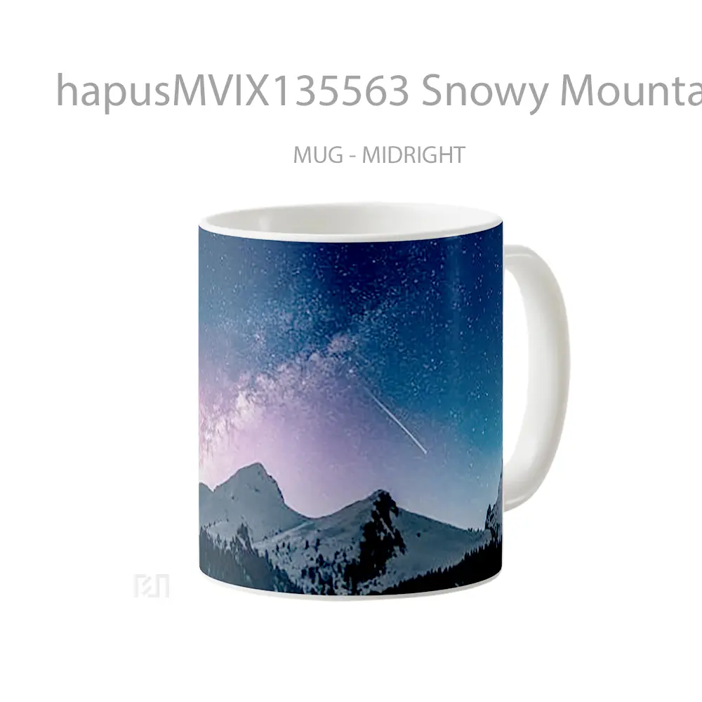 Mug Snowy Mountains Sky With Stars And Comet Gelas Pemandangan Alam - All-side / Desain
