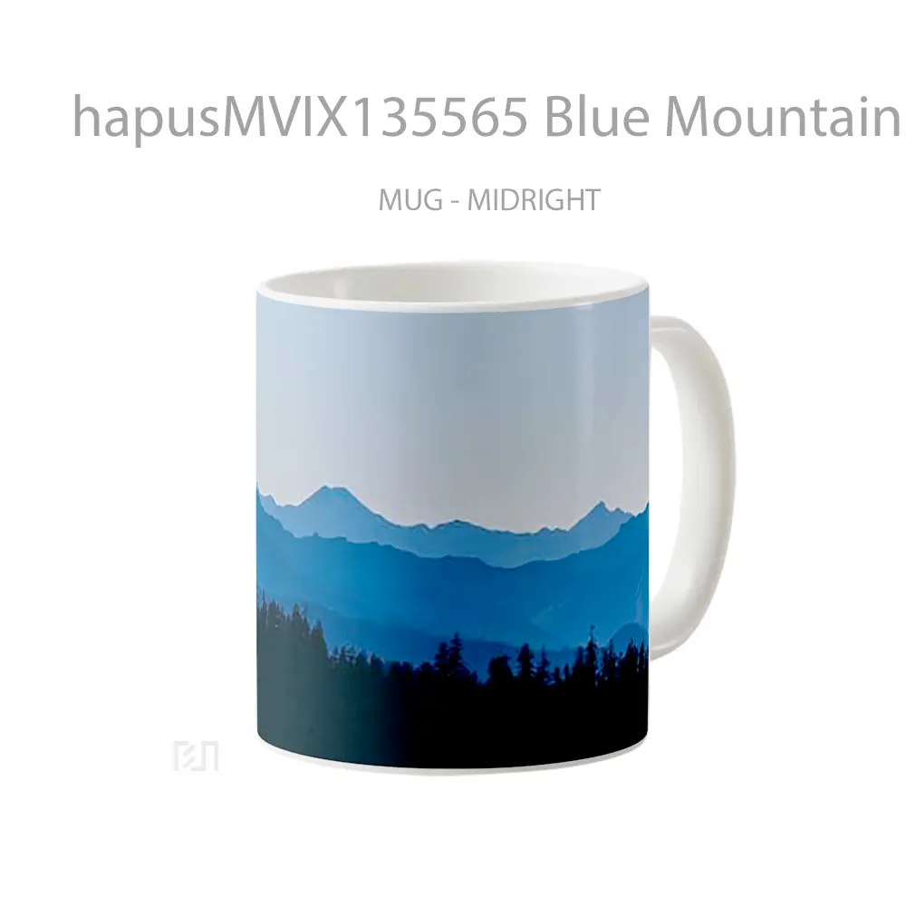 Mug Blue Mountains At Nightfall Gelas Pemandangan Alam - All-side / Desain