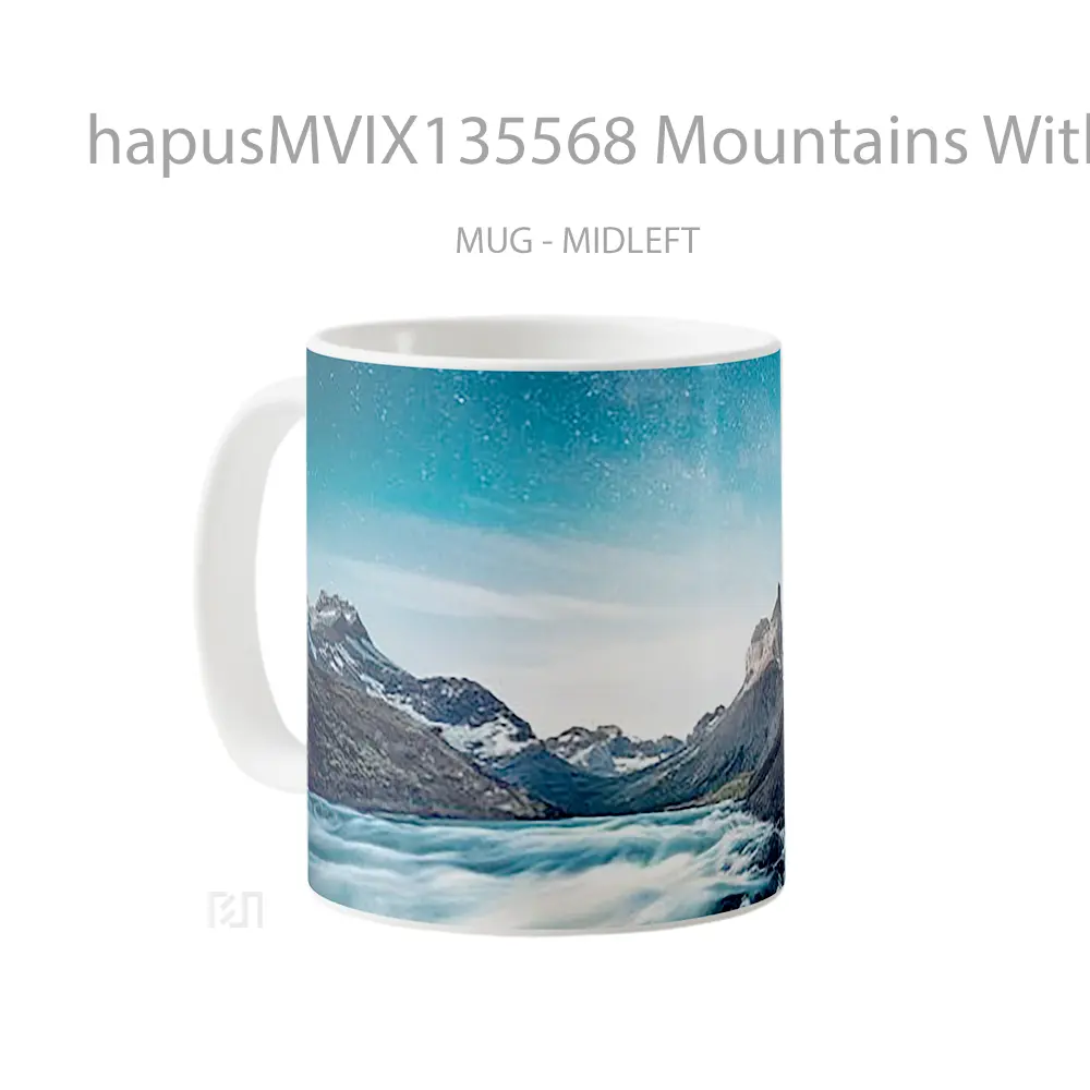 Mug Mountains With River And Stars Gelas Pemandangan Alam - All-side / Desain