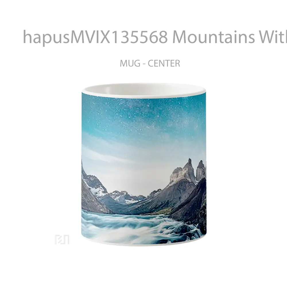 Mug Mountains With River And Stars Gelas Pemandangan Alam