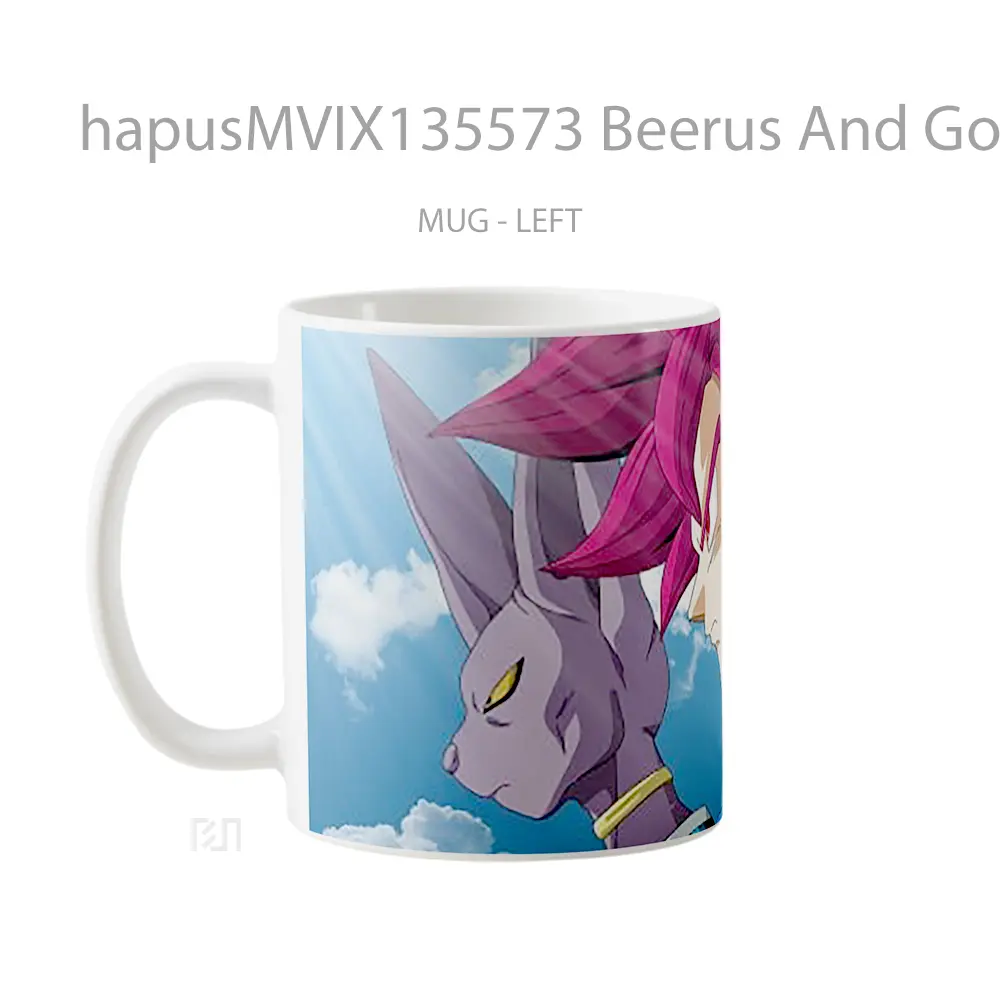 Mug Beerus And Goku Super Saiyan God Cangkir Anime - All-side / Desain