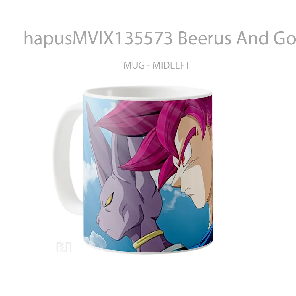 Mug Beerus And Goku Super Saiyan God Cangkir Anime - All-side / Desain