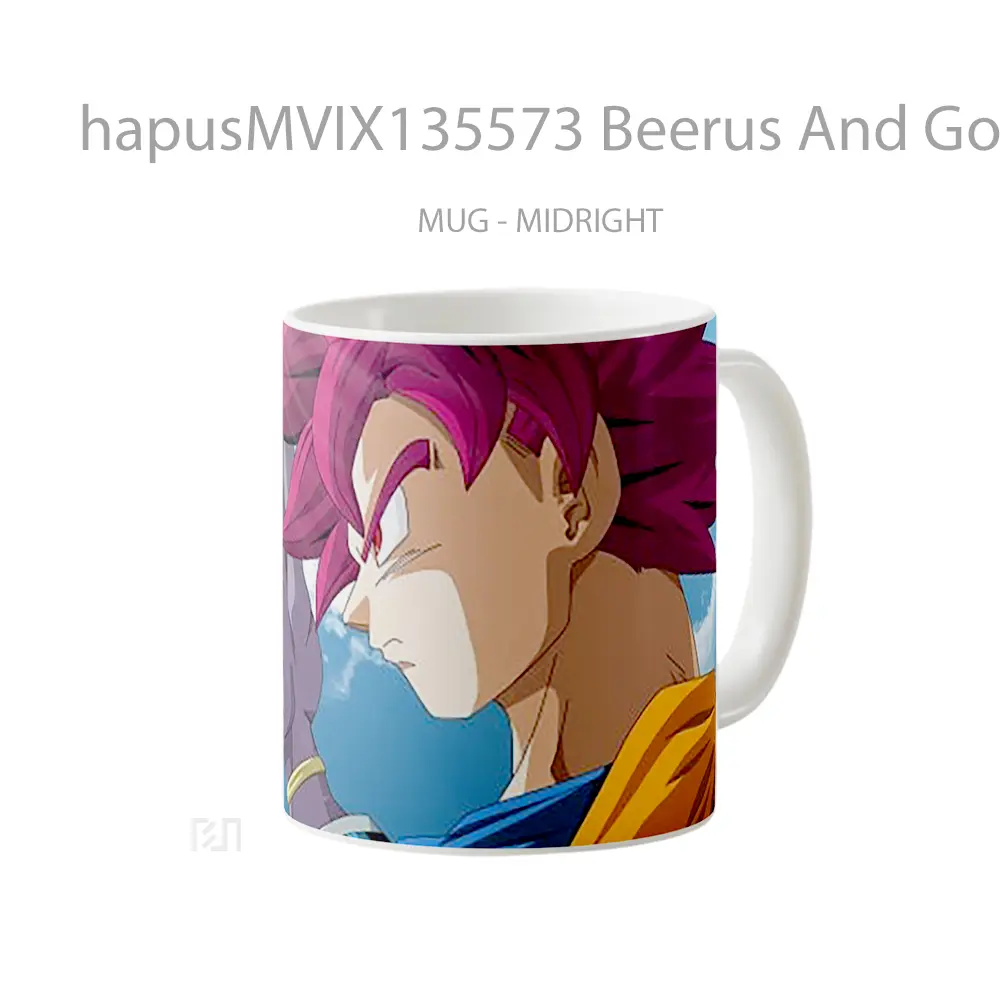 Mug Beerus And Goku Super Saiyan God Cangkir Anime - All-side / Desain