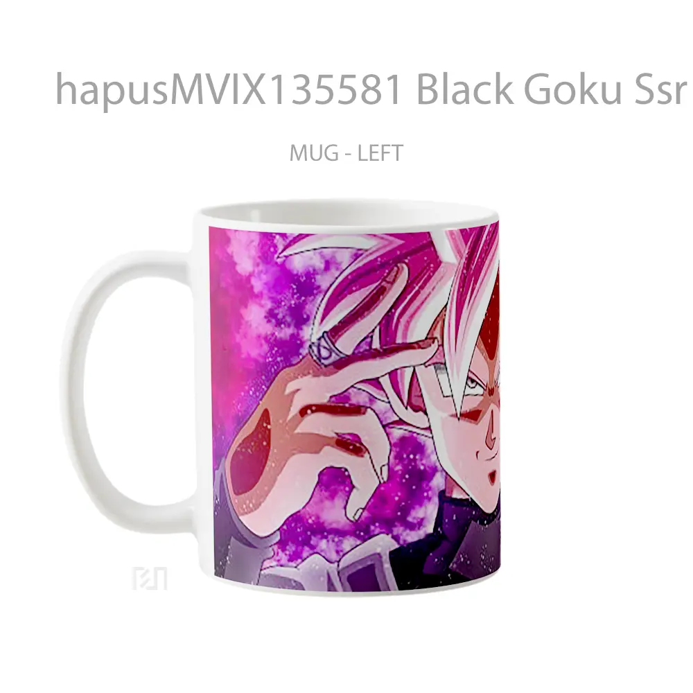 Mug Black Goku Ssr Dragon Ball Super V2 Cangkir Anime - All-side / Desain
