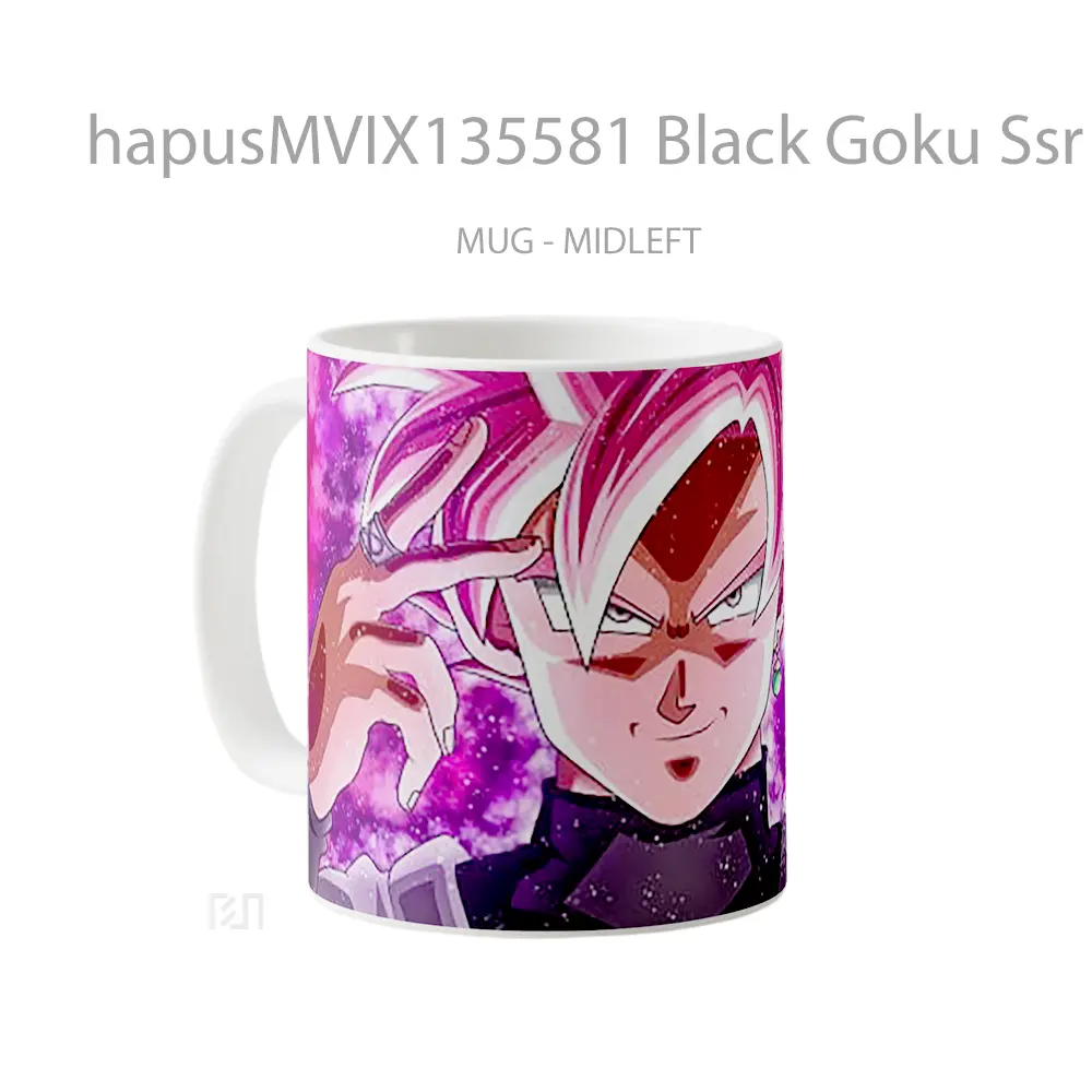 Mug Black Goku Ssr Dragon Ball Super V2 Cangkir Anime - All-side / Desain