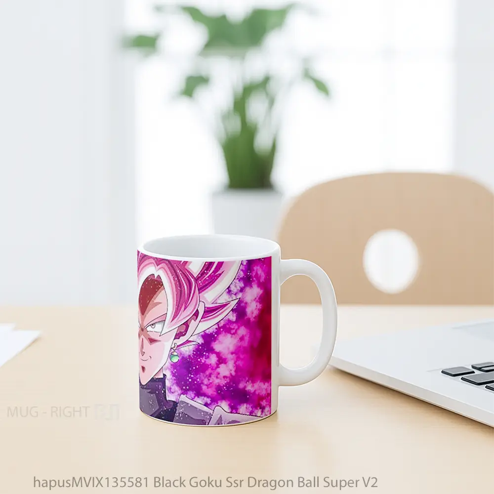 Mug Black Goku Ssr Dragon Ball Super V2 Cangkir Anime - All-side / Desain
