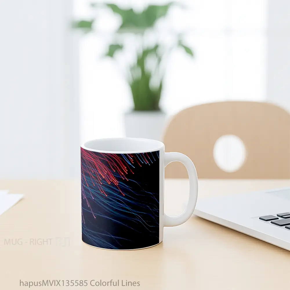 Mug Colorful Lines Gelas Keramik Unik - All-side / Desain