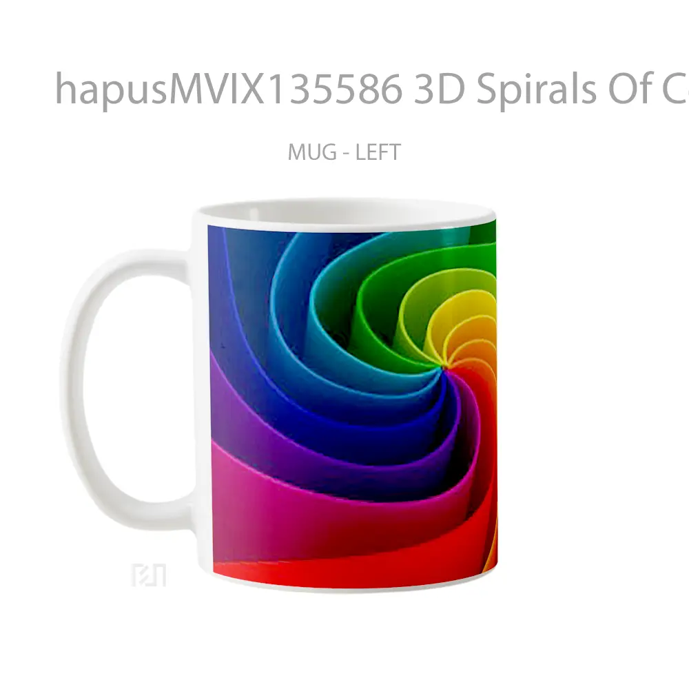 Mug 3D Spirals Of Colors Gelas Keramik Unik - All-side / Desain