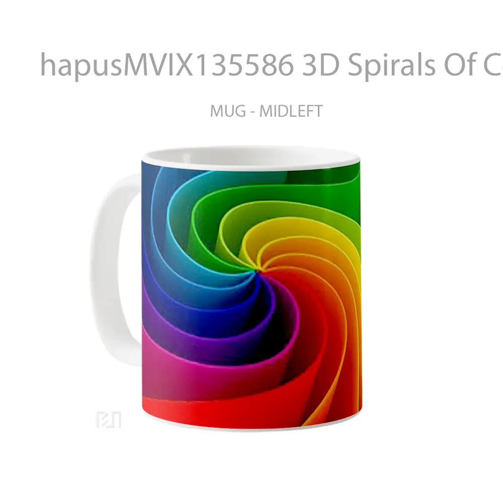Mug 3D Spirals Of Colors Gelas Keramik Unik - All-side / Desain