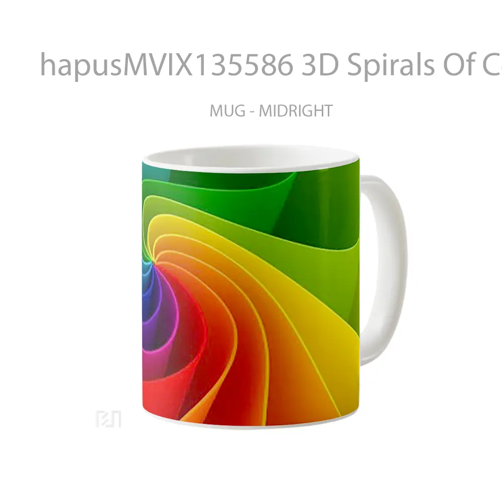 Mug 3D Spirals Of Colors Gelas Keramik Unik - All-side / Desain