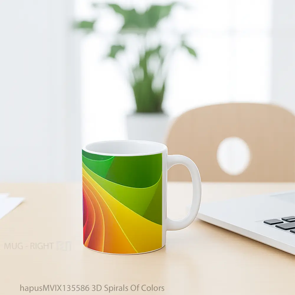 Mug 3D Spirals Of Colors Gelas Keramik Unik - All-side / Desain