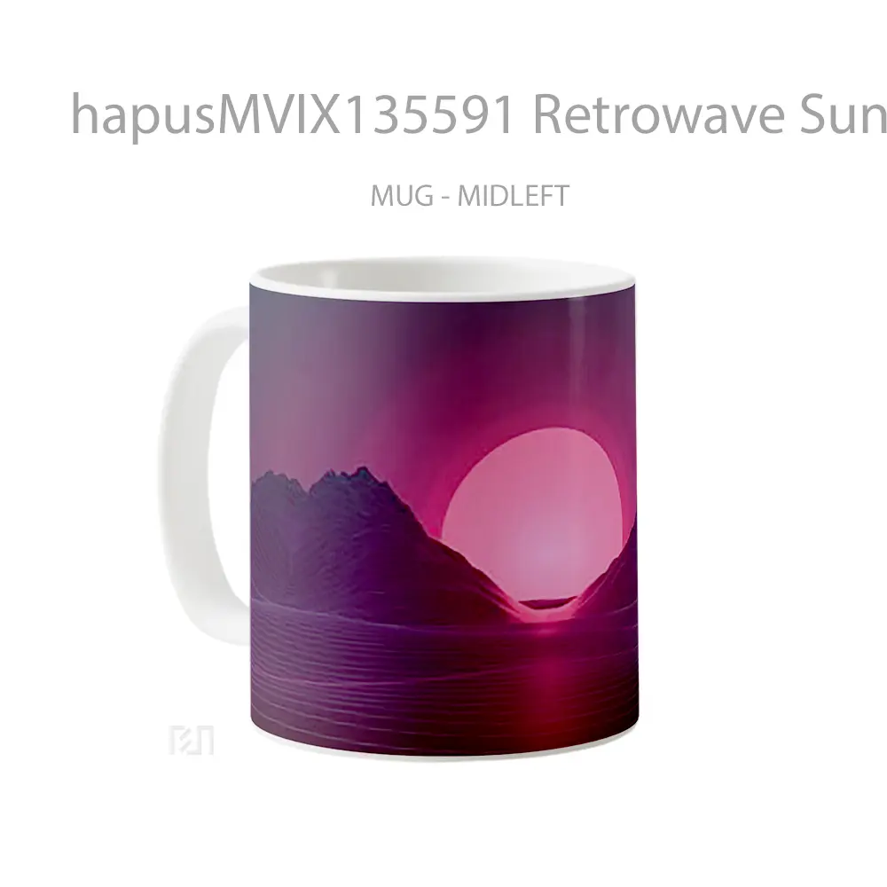 Mug Retrowave Sunset V1 Gelas Pemandangan Alam - All-side / Desain