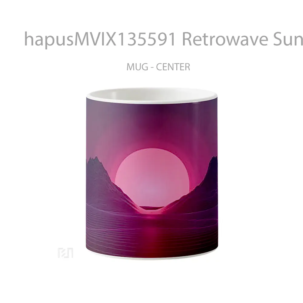 Mug Retrowave Sunset V1 Gelas Pemandangan Alam