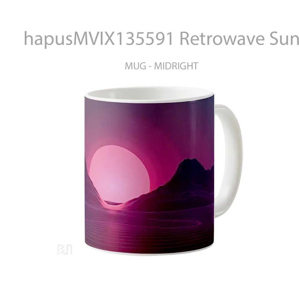 Mug Retrowave Sunset V1 Gelas Pemandangan Alam - All-side / Desain