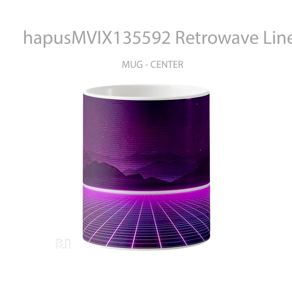 Mug Retrowave Lines Mountains Gelas Pemandangan Alam