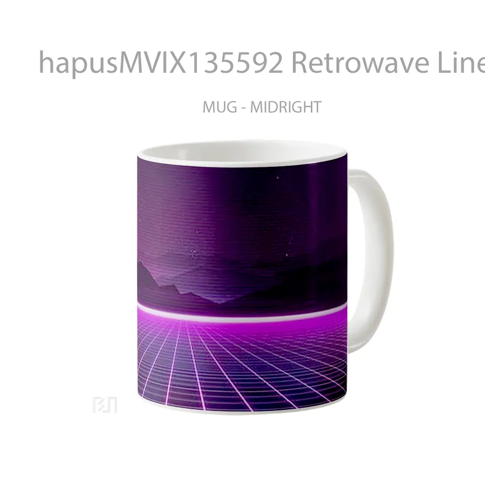Mug Retrowave Lines Mountains Gelas Pemandangan Alam - All-side / Desain