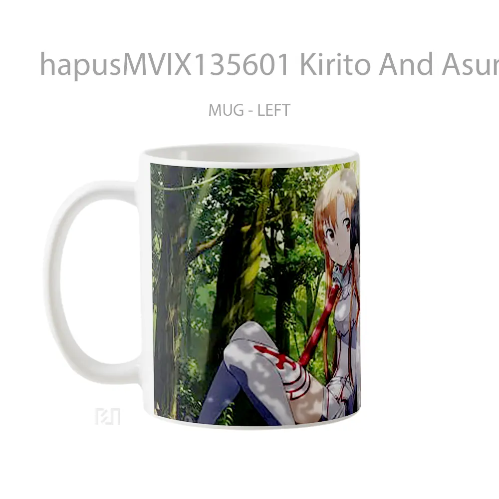Mug Kirito And Asuna Gelas Keramik Unik - Tampak Kiri