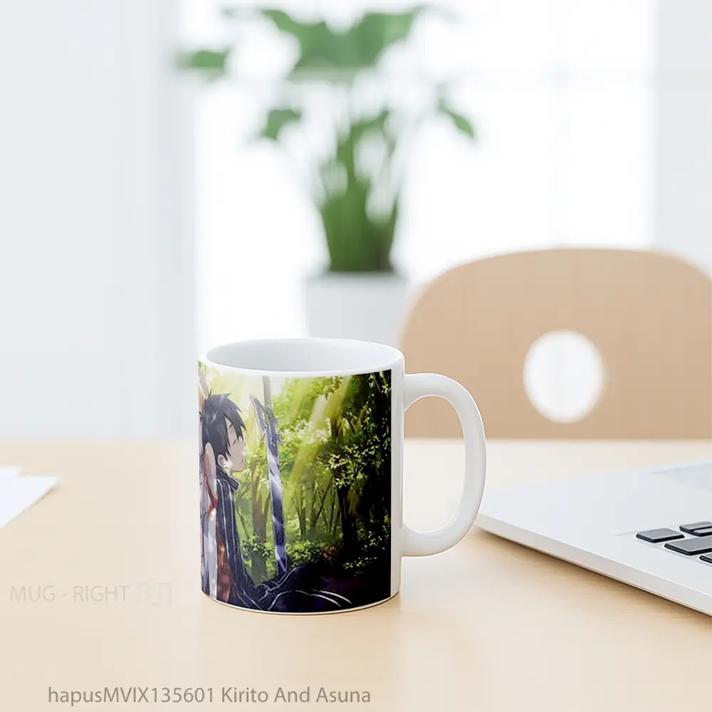Mug Kirito And Asuna Gelas Keramik Unik - Tampak Kiri