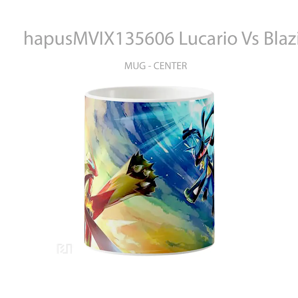 Mug Lucario Vs Blaziken Pokemon Cangkir Anime