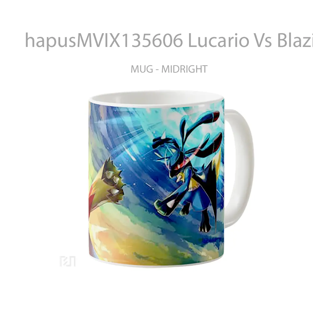 Mug Lucario Vs Blaziken Pokemon Cangkir Anime - All-side / Desain