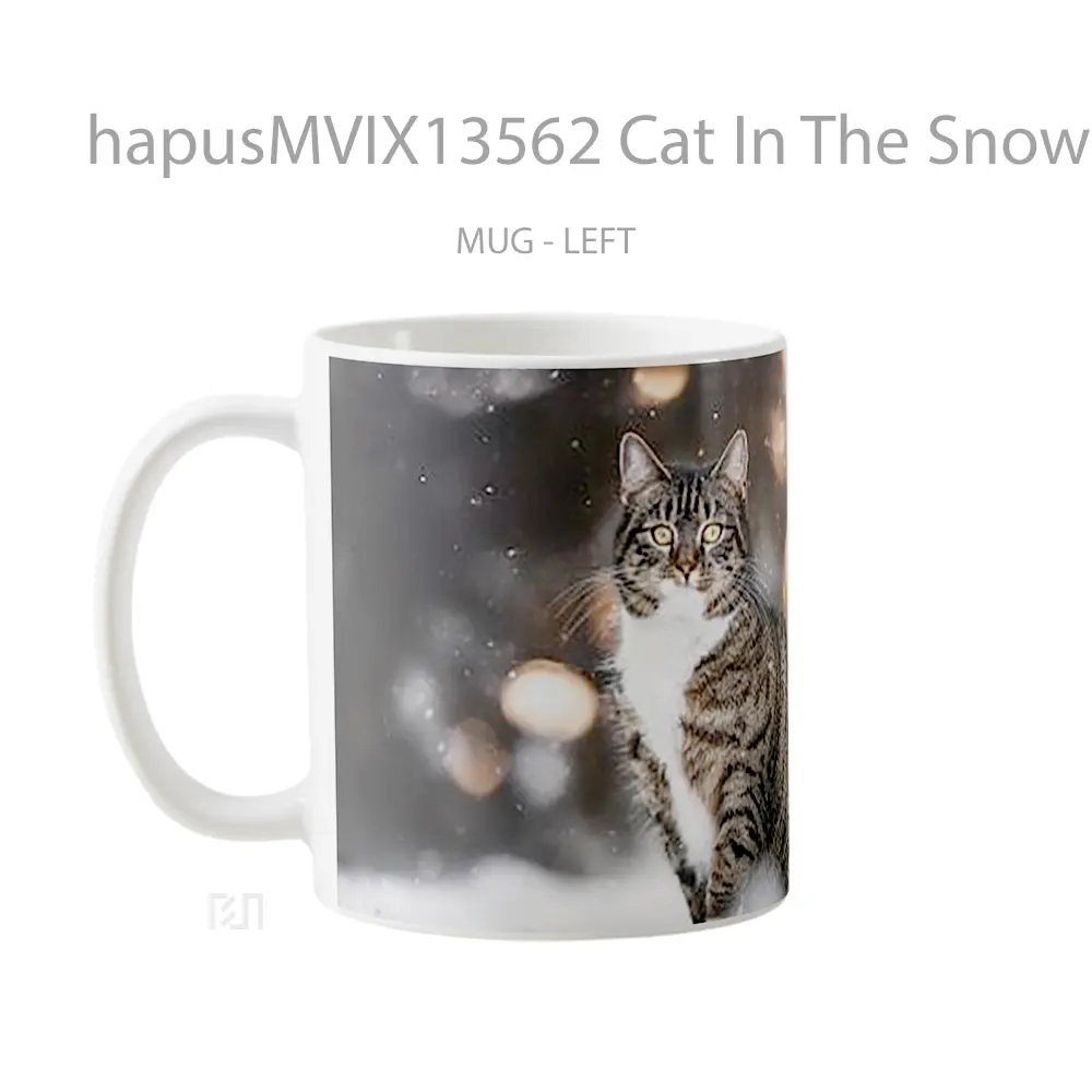 Mug Cat In The Snow Gelas Hewan Lucu - All-side / Desain