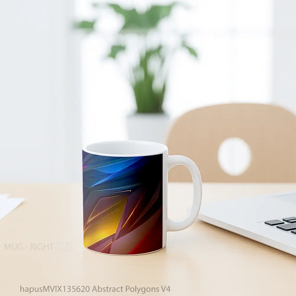 Mug Abstract Polygons V4 Gelas Seni Modern - All-side / Desain