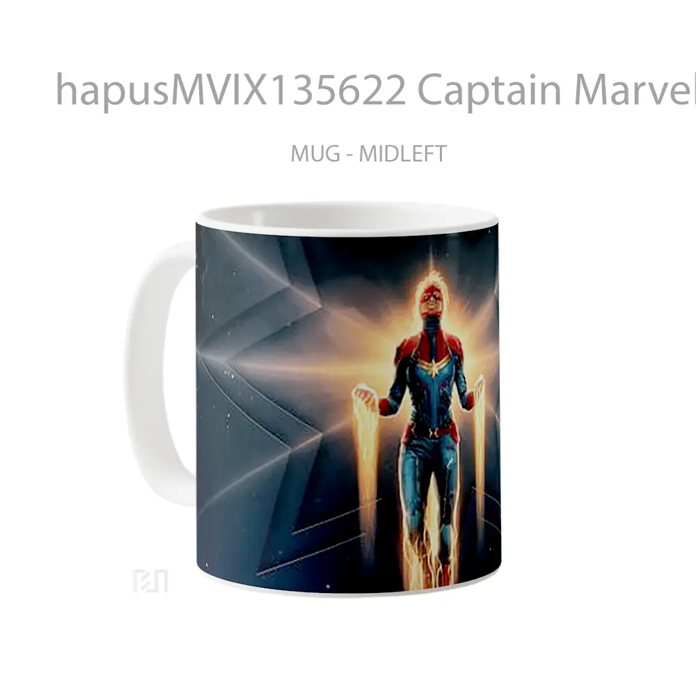 Mug Captain Marvel V1 Gelas Superhero - All-side / Desain