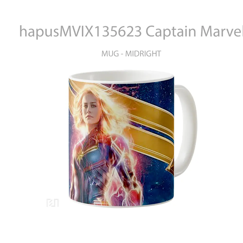 Mug Captain Marvel V2 Gelas Superhero - All-side / Desain