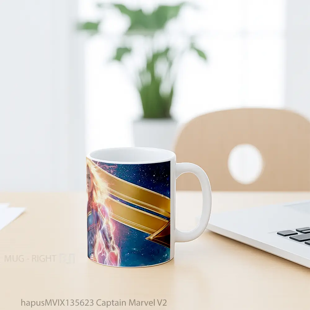 Mug Captain Marvel V2 Gelas Superhero - All-side / Desain