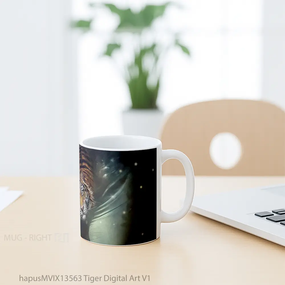 Mug Tiger Digital Art V1 Gelas Hewan Lucu - All-side / Desain